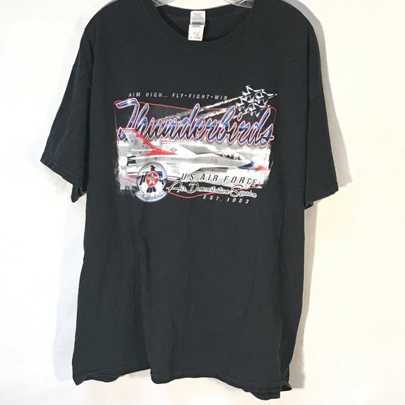 US Air Force Thunderbirds Fighter Plane Black Tee Short Sleeve T Shirt XXL - Picture 6 of 11